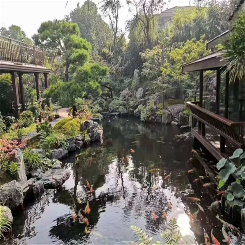 延边朝鲜族庭院小型鱼池假山图片