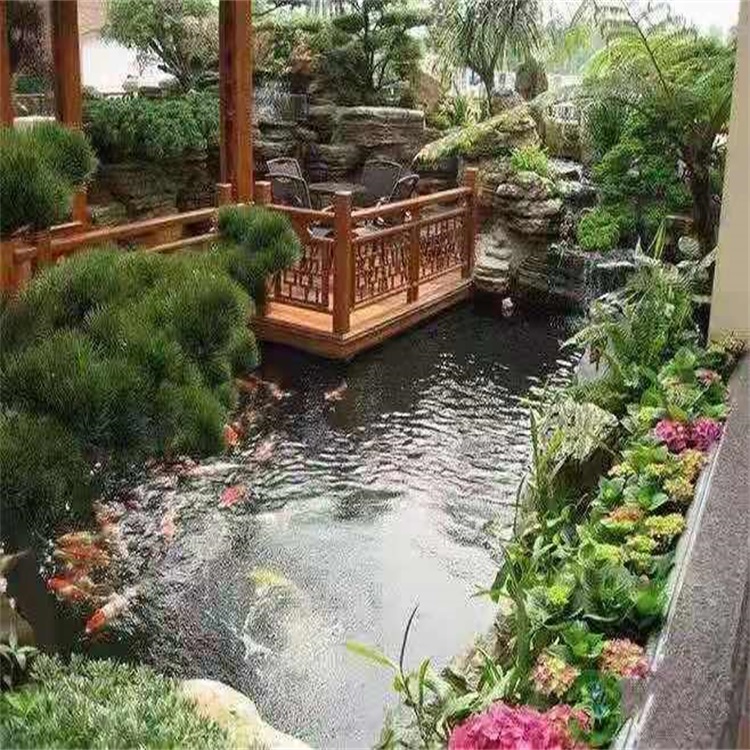 延边朝鲜族庭院设计鱼池假山建造图